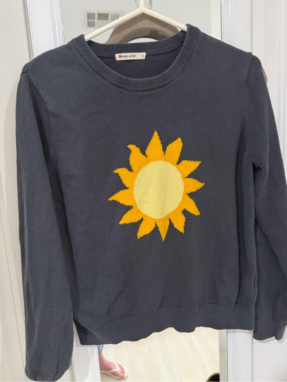 Marine Layer Navy Crewneck with Yellow Sun Graphic